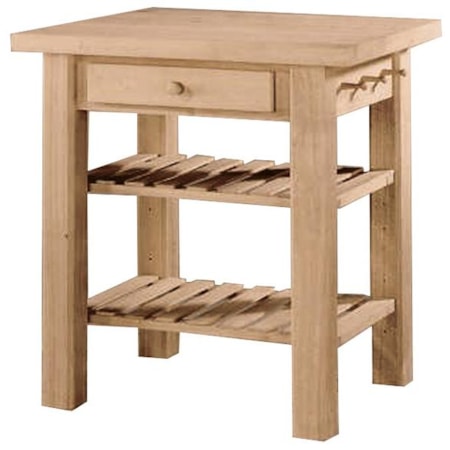 2-Shelf 1-Drawer Kitchen Island