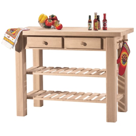 2-Shelf 2-Drawer Kitchen Island