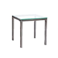 Contemporary Metal End Table with Tempered Glass Top