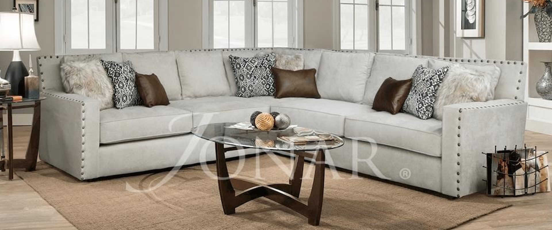 3 Piece Sectional Sofa and Upholstered Chair Set