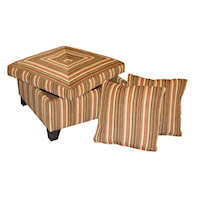Casual Storage Ottoman with Exposed Wood Block Feet