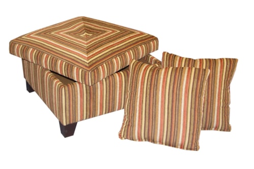 Casual Storage Ottoman with Exposed Wood Block Feet