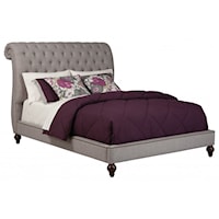 Traditional Upholstered King Sleigh Bed with Bun Feet