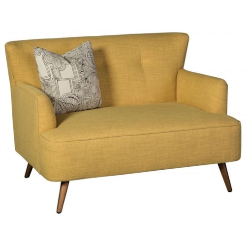 Nikki Settee with Splayed Wood Legs