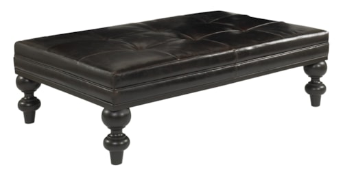 Sequoia Cocktail Ottoman with Button-Tufting and Turned Wood Legs
