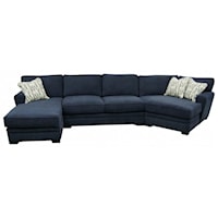 Casual 3-Piece Chaise Cuddler Sectional
