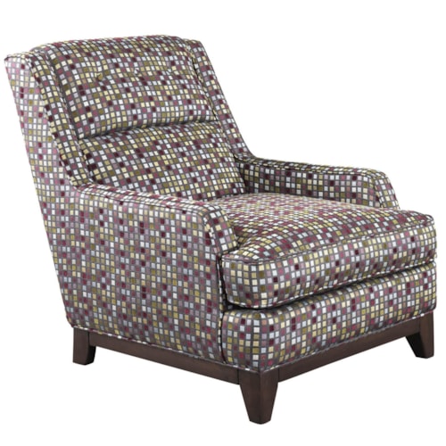 Casual Chair with Track Arms and Exposed Wood Block Feet