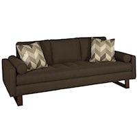 Low Track Arm Tufted Seat Sofa with Exposed Wood Legs