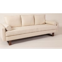 Low Track Arm Tufted Seat Sofa with Exposed Wood Legs