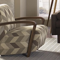 Contemporary Angled Seat Accent Chair with Exposed Wood Arms