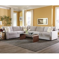 Transitional 5-Seat Sectional Sofa with RAF Pillow Top Sleeper Bed