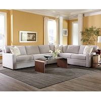 Transitional 5-Seat Sectional Sofa with LAF Inflatable Innerspring Sleeper Bed