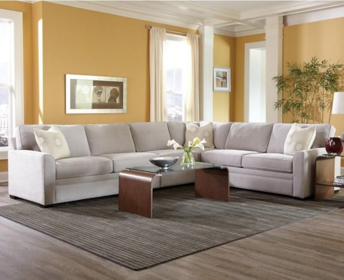 Transitional 5-Seat Sectional Sofa with LAF Inflatable Innerspring Sleeper Bed