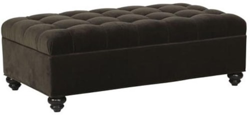 Tufted Ottoman w/ Turned Legs