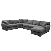 Casual 4-Piece U-Shaped Chaise Sectional with Pluma Plush Cushions