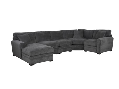 Casual 4-Piece U-Shaped Chaise Sectional with Pluma Plush Cushions