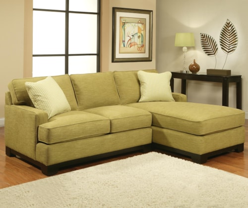 Contemporary Sofa Chaise Sectional with Pluma Plush Cushions