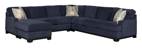 Contemporary 4-Piece Sectional Sofa with Left-Arm-Facing Chaise and Track Arms 