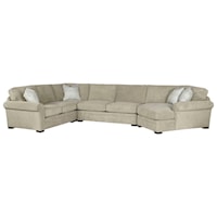 Casual 4-Piece Cuddler Sectional with Pluma Plush Cushions