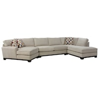 Casual 4-Piece Chaise Sectional with Pluma Plush Cushions