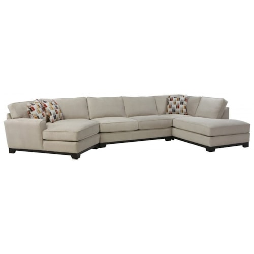  Casual 4-Piece Chaise Sectional (Shown in-store in Gray Fabric with different pillows)