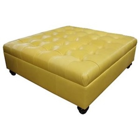 Leather Tufted Cocktail Ottoman