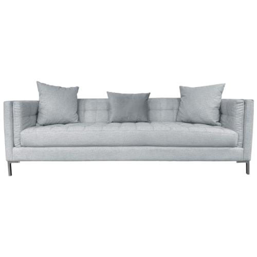 Contemporary Estate Sofa with Tuxedo Arms and Metal Legs