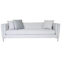 Contemporary Estate Sofa with Tuxedo Arms and Metal Legs