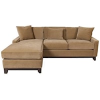 Contemporary Sofa with Chaise and Scooped Track Arms