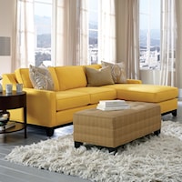 Contemporary Sofa with Chaise and Scooped Track Arms