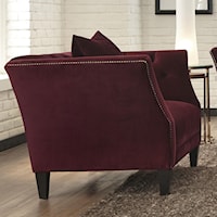 Transitional Button-Tufted Chair with Flared Arms and Nailheads