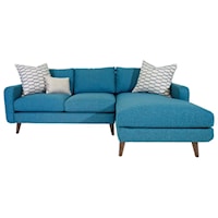 Mid-Century Modern Sectional Sofa with Splayed Legs and Chaise