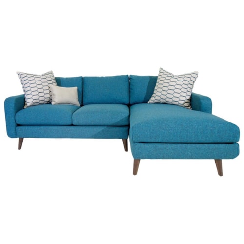 Mid-Century Modern Sectional Sofa with Splayed Legs and Chaise