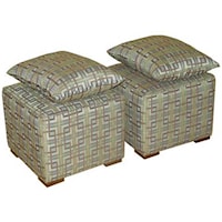 Pair of Cube Ottomans with Kidney Pillows