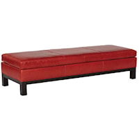 Contemporary Leather Ottoman with Block Feet