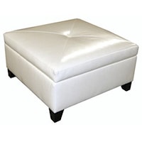 Square Leather Storage Cocktail Ottoman