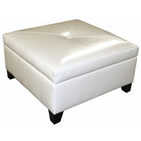 Leather Storage Cocktail Ottoman