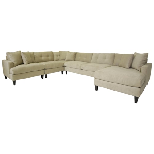 Casual Sectional Sofa with Button Tufted Back Cushions