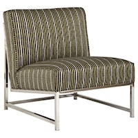 Armless Fabric Metal Accent Chair