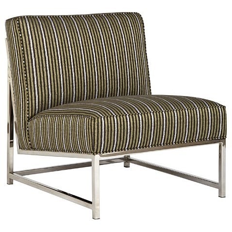 Armless Fabric Metal Accent Chair