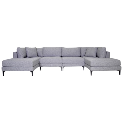 Contemporary Sectional with 2 Wide Chaises