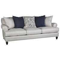 Casual, Stationary Sofa with Rounded Arms and Exposed Wood Feet