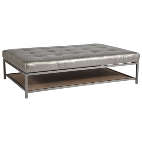 Contemporary Leather Cocktail Ottoman with Tufted Top