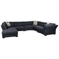 Contemporary 5-Seat Sectional Sofa with Button Tufted Back Cushions and LAF Bumper Chaise
