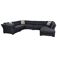 Contemporary 5-Seat Sectional Sofa with Button Tufted Back Cushions and RAF Bumper Chaise