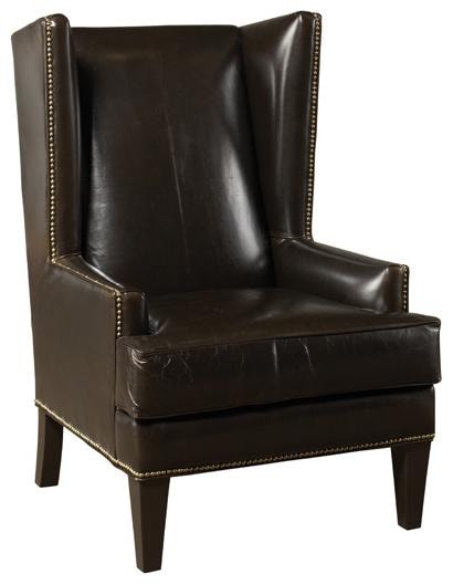 Transitional Wing Chair with Nail Head Trim