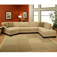 Casual 3-Piece Chaise Cuddler Sectional with Pluma Plush Cushions