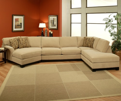 Casual 3-Piece Chaise Cuddler Sectional with Pluma Plush Cushions