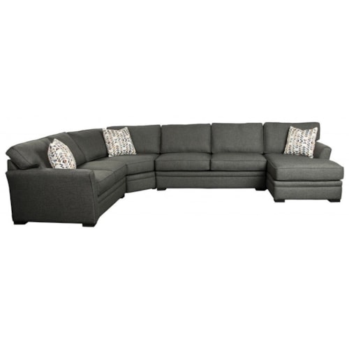 Transitional 4-Pc U-Shaped Sectional with Pluma Plush Cushions