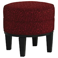 Round Upholstered Bunching Footstool with High Wood Legs